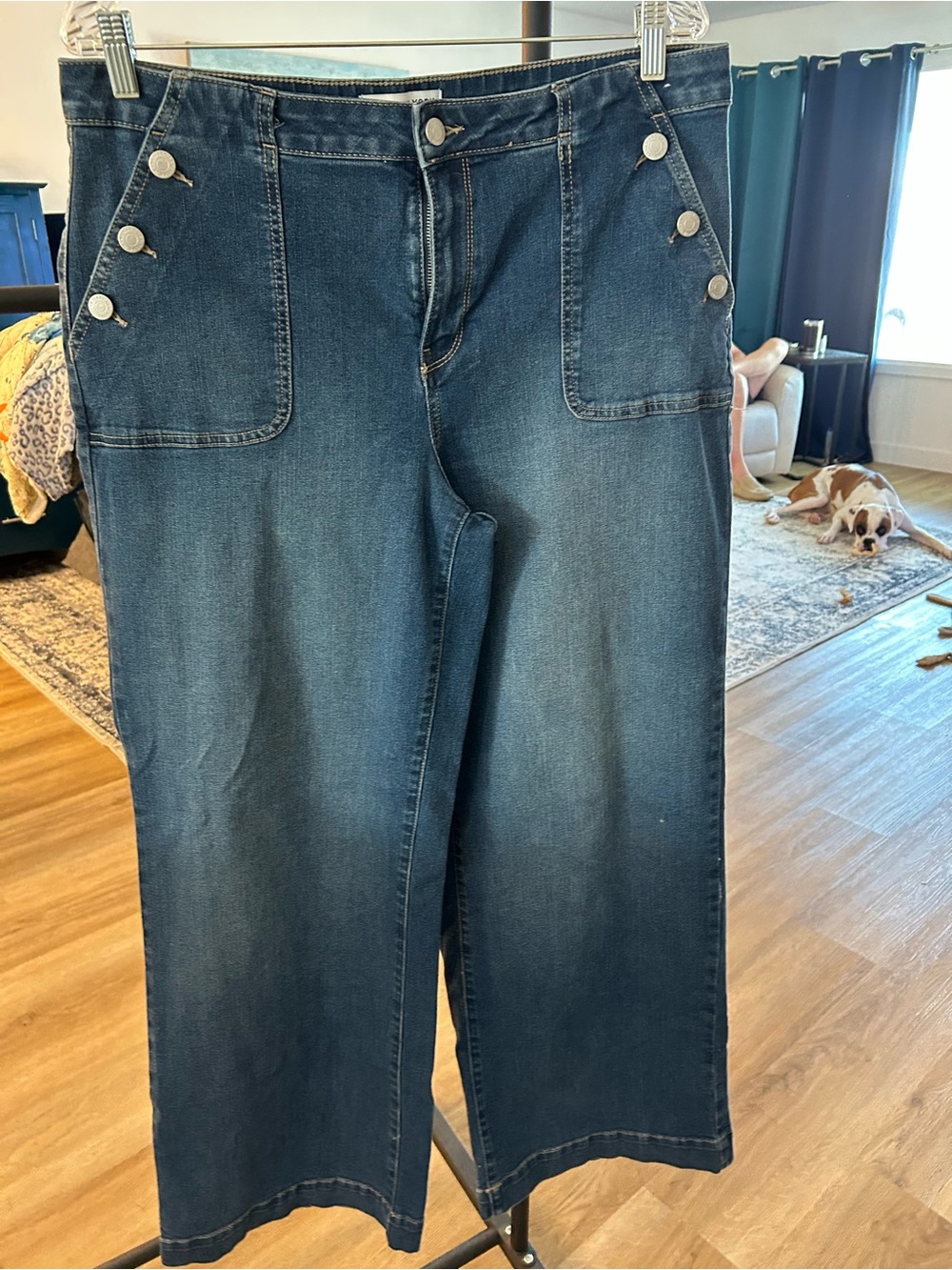 Marc New York Dark Blue Wide-Leg Jeans with Side Buttons